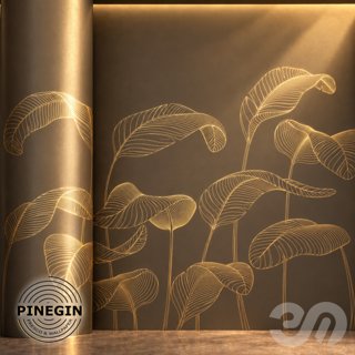 3D модель Панно Lines PINEGIN фреска обои «Тропическая ботаника» линии поталь фон Ncs артикул PL002 для категории Текстуры /.
