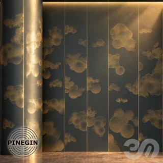 3D модель Панно Lines PINEGIN фреска обои «Воздушные сферы» линии поталь фон Ncs артикул PL004 для категории Текстуры /.