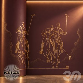 3D модель Панно Lines PINEGIN фреска обои «Кони поло» линии поталь фон Ncs артикул PL005 для категории Текстуры / Стены, обои