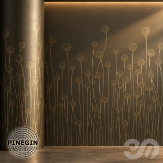 3D модель Панно Lines PINEGIN фреска обои «Степные травы» линии поталь фон Ncs артикул PL006 для категории Текстуры / Стены.