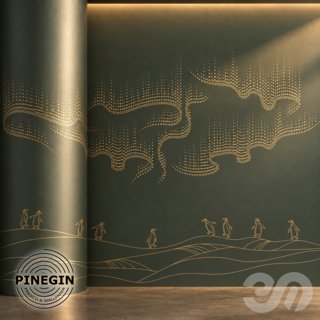 3D модель Панно Lines PINEGIN фреска обои «Пингвины» линии поталь фон Ncs артикул PL007 для категории Текстуры / Стены, обои.