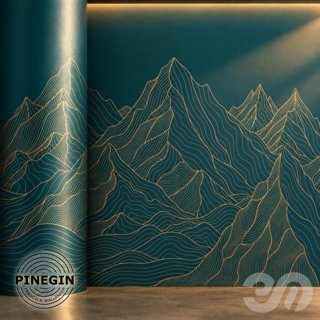 3D модель Панно Lines PINEGIN фреска обои «Горные хребты» линии поталь фон Ncs артикул PL009 для категории Текстуры / Стены.