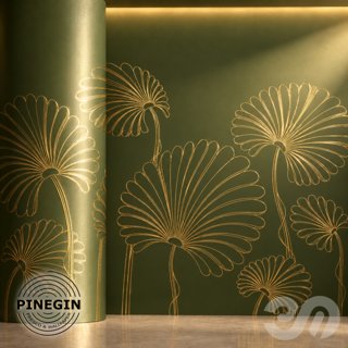 3D модель Панно Lines PINEGIN фреска обои «Листья» линии поталь фон Ncs артикул PL013 для категории Текстуры / Стены, обои.