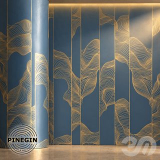 3D модель Панно Lines PINEGIN фреска обои «Сегменты волны» линии поталь фон Ncs артикул PL014 для категории Текстуры / Стены.