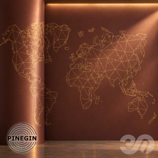 3D модель Панно Lines PINEGIN фреска обои «Карта мира» линии поталь фон Ncs артикул PL019 для категории Текстуры / Стены.