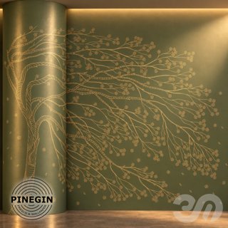 3D модель Панно Lines PINEGIN фреска обои «Сакура ветви» линии поталь фон Ncs артикул PL028 для категории Текстуры / Стены.