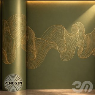 3D модель Панно Lines PINEGIN фреска обои «Абстрактная волна» линии поталь фон Ncs артикул PL031 для категории Текстуры /.