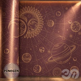 3D модель Панно Lines PINEGIN фреска обои «Космос планеты» линии поталь фон Ncs артикул PL042 для категории Текстуры / Стены.