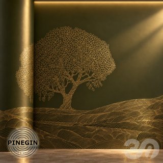 3D модель Панно Lines PINEGIN фреска обои «Одинокое дерево» линии поталь фон Ncs артикул PL043 для категории Текстуры /.