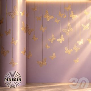 3D модель Панно Lines PINEGIN фреска обои «Театр бабочек» линии поталь фон Ncs артикул PL060 для категории Текстуры / Стены.
