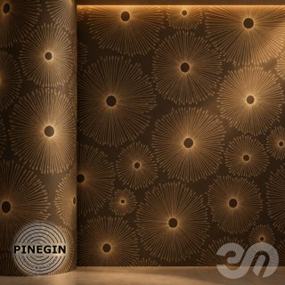 3D модель Панно Lines PINEGIN фреска обои «Цветочные сферы» линии поталь фон Ncs артикул PL063 для категории Текстуры /.