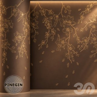3D модель Панно Lines PINEGIN фреска обои «Цветущие ветви магнолий» линии поталь фон Ncs артикул PL065 для категории Текстуры