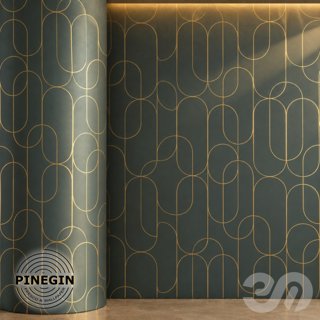 3D модель Панно Lines PINEGIN фреска обои «Непрерывная линия» линии поталь фон Ncs артикул PL073 для категории Текстуры /.