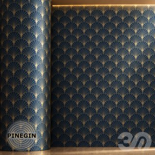 3D модель Панно Lines PINEGIN фреска обои «Веера ар-деко» линии поталь фон Ncs артикул PL075 для категории Текстуры / Стены.