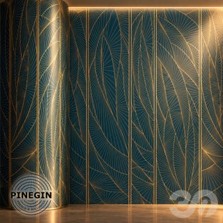 3D модель Панно Lines PINEGIN фреска обои «Панели листьев» линии поталь фон Ncs артикул PL076 для категории Текстуры / Стены.