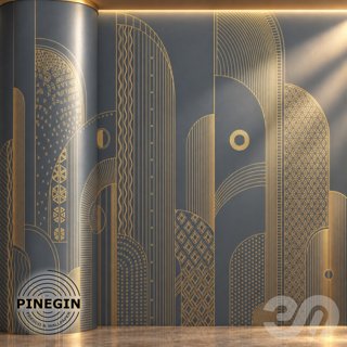 3D модель Панно Lines PINEGIN фреска обои «Арки ар-деко» линии поталь фон Ncs артикул PL078 для категории Текстуры / Стены.