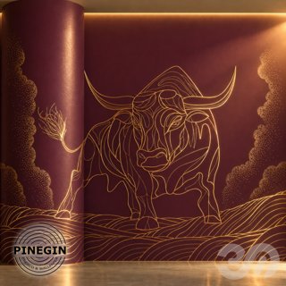 3D модель Панно Lines PINEGIN фреска обои «Бык» линии поталь фон Ncs артикул PL080 для категории Текстуры / Стены, обои.