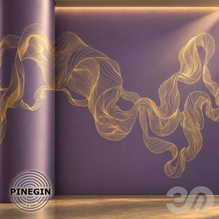 3D модель Панно Lines PINEGIN фреска обои «Абстрактная лента» линии поталь фон Ncs артикул PL082 для категории Текстуры /.