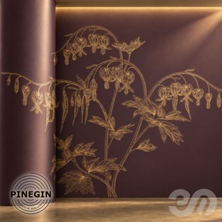 3D модель Панно Lines PINEGIN фреска обои «Ветви и цветы дицентры» линии поталь фон Ncs артикул PL085 для категории Текстуры.