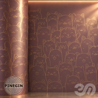 3D модель Панно Lines PINEGIN фреска обои «Кошачий хор» линии поталь фон Ncs артикул PL088 для категории Текстуры / Стены.