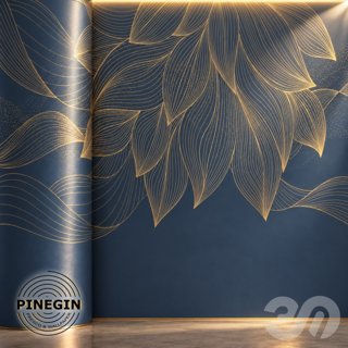 3D модель Панно Lines PINEGIN фреска обои «Крона из листьев» линии поталь фон Ncs артикул PL093 для категории Текстуры /.