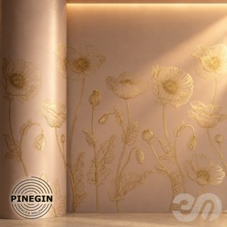 3D модель Панно Lines PINEGIN фреска обои «Маки» линии поталь фон Ncs артикул PL096 для категории Текстуры / Стены, обои.