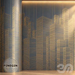 3D модель Панно Lines PINEGIN фреска обои «Городские грани» линии поталь фон Ncs артикул PL098 для категории Текстуры /.