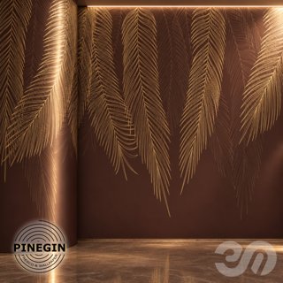3D модель Панно Lines PINEGIN фреска обои «Пальмовые ветви» линии поталь фон Ncs артикул PL101 для категории Текстуры /.