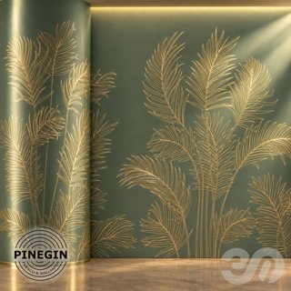 3D модель Панно Lines PINEGIN фреска обои «Тропическая роща» линии поталь фон Ncs артикул PL102 для категории Текстуры /.