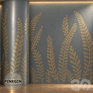 3D модель Панно Lines PINEGIN фреска обои «Папоротник» линии поталь фон Ncs артикул PL103 для категории Текстуры / Стены.