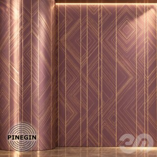 3D модель Панно Lines PINEGIN фреска обои «Геометрия ар-деко» линии поталь фон Ncs артикул PL107 для категории Текстуры /.