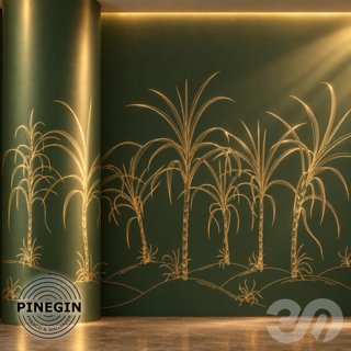 3D модель Панно Lines PINEGIN фреска обои «Высокие травы» линии поталь фон Ncs артикул PL109 для категории Текстуры / Стены.