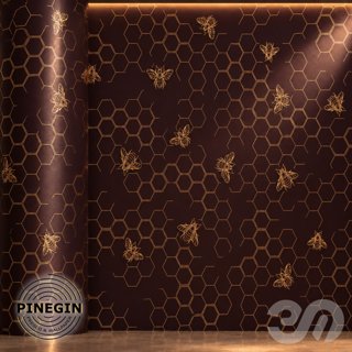 3D модель Панно Lines PINEGIN фреска обои «Пчёлы и соты» линии поталь фон Ncs артикул PL110 для категории Текстуры / Стены.