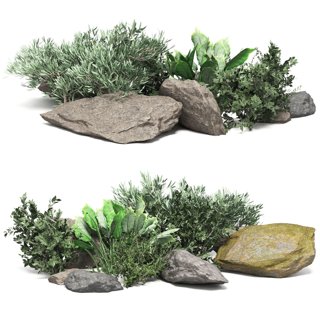 3D модель Stones and tree для категории Растения / Уличные растения - превью