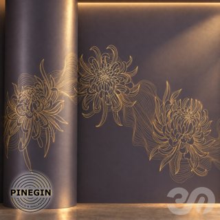 3D модель Панно Lines PINEGIN фреска обои «Хризантемы» линии поталь фон Ncs артикул PL112 для категории Текстуры / Стены.