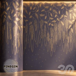 3D модель Панно Lines PINEGIN фреска обои «Грозди глицинии» линии поталь фон Ncs артикул PL113 для категории Текстуры /.