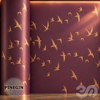 3D модель Панно Lines PINEGIN фреска обои «Полёт птиц» линии поталь фон Ncs артикул PL119 для категории Текстуры / Стены.