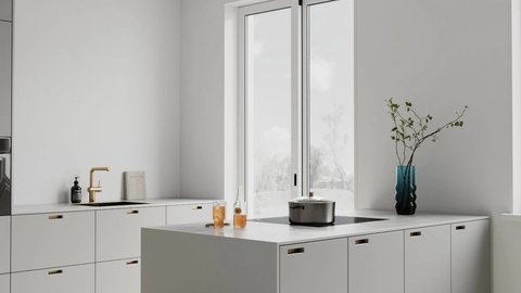 Grey kitchen - 3D visualization | Interior design - работа галереи 3dmetria в категории Дизайн интерьера