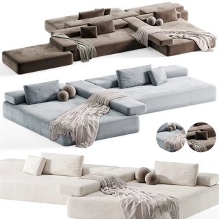 3D модель Cinder Block Scroll Sofa Modern By Wendelbo для категории Мебель / Диваны - превью