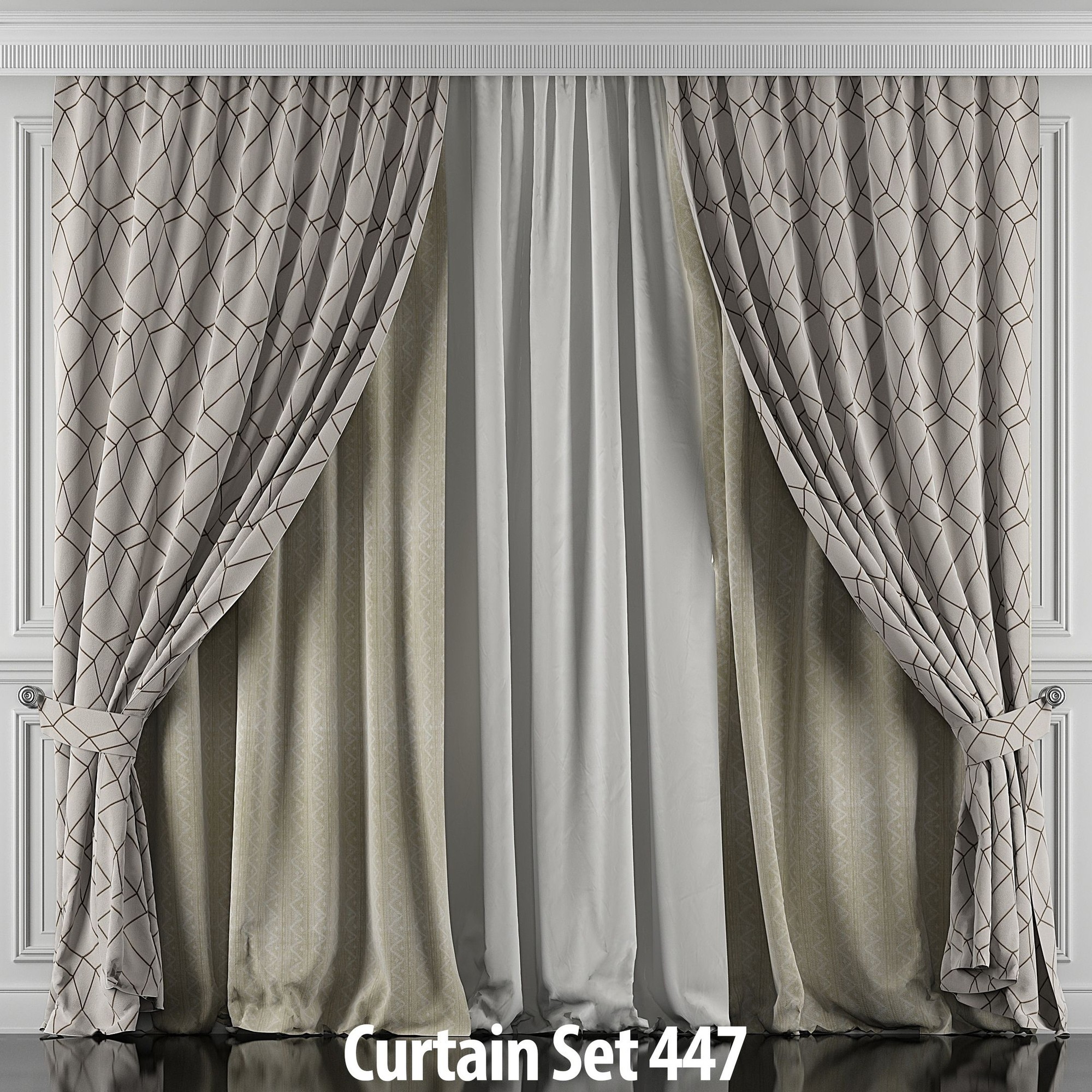 3D модель Curtain Set 447 для категории Другие модели / Шторы - превью