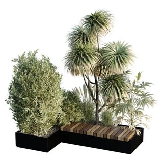3D модель Hq Urban Environment Set Of Green Plant Benches 01 для категории Растения / Уличные растения - превью