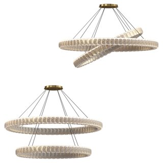 3D модель Gold And Crystal Oval Tiers Led Chandelier для категории Освещение / Подвесные светильники - превью