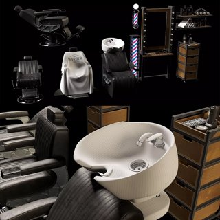 3D модель Premium Barbershop Furniture для категории Другие модели / Салон красоты - превью