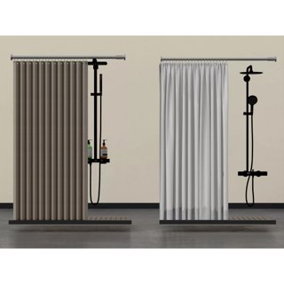 3D модель Modern Bathroom Shower Set with Fabric Curtains and Hardware для категории Санузел / Душевая кабина - превью