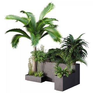 3D модель HQ Tree and bush garden box outdoor VOL 09 для категории Растения / Деревья - превью