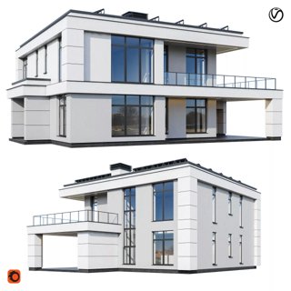 3D модель Modern house V172 для категории Экстерьер / Здание - превью