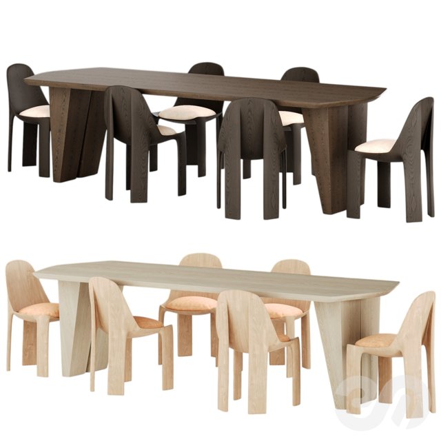 3D модель Van Rossum Romy Dining Table and Yeti Chairs Set для категории Мебель / Стол + стул - превью