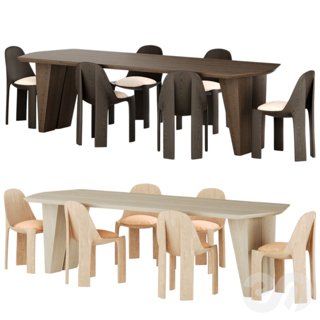 3D модель Van Rossum Romy Dining Table and Yeti Chairs Set для категории Мебель / Стол + стул - превью