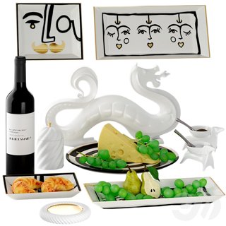 3D модель Jonathan Adler Tableware and Decor Set для категории Кухня / Мелочь для кухни - превью