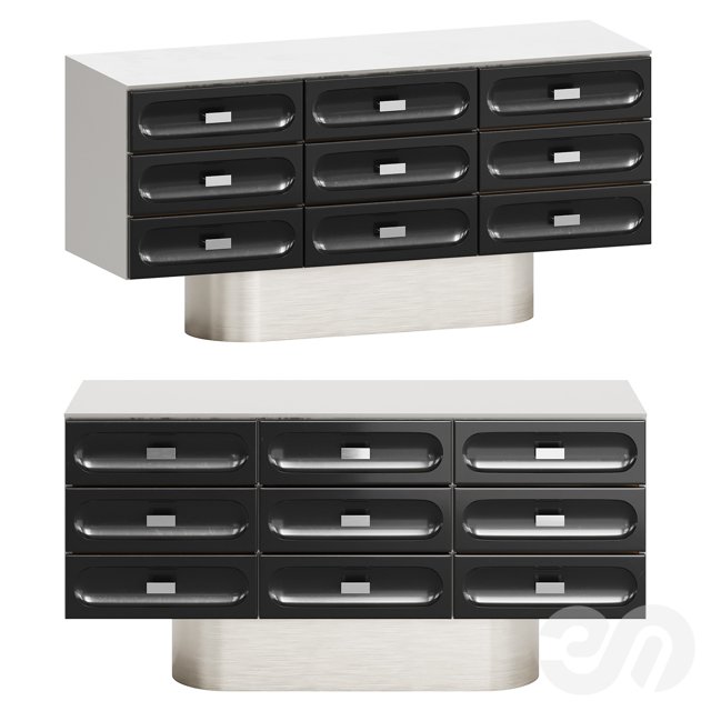 3D модель BLACK & CHROME SPACE AGE DRESSER BY HENRI VALLIERES для категории Мебель / Тумбы, комоды - превью